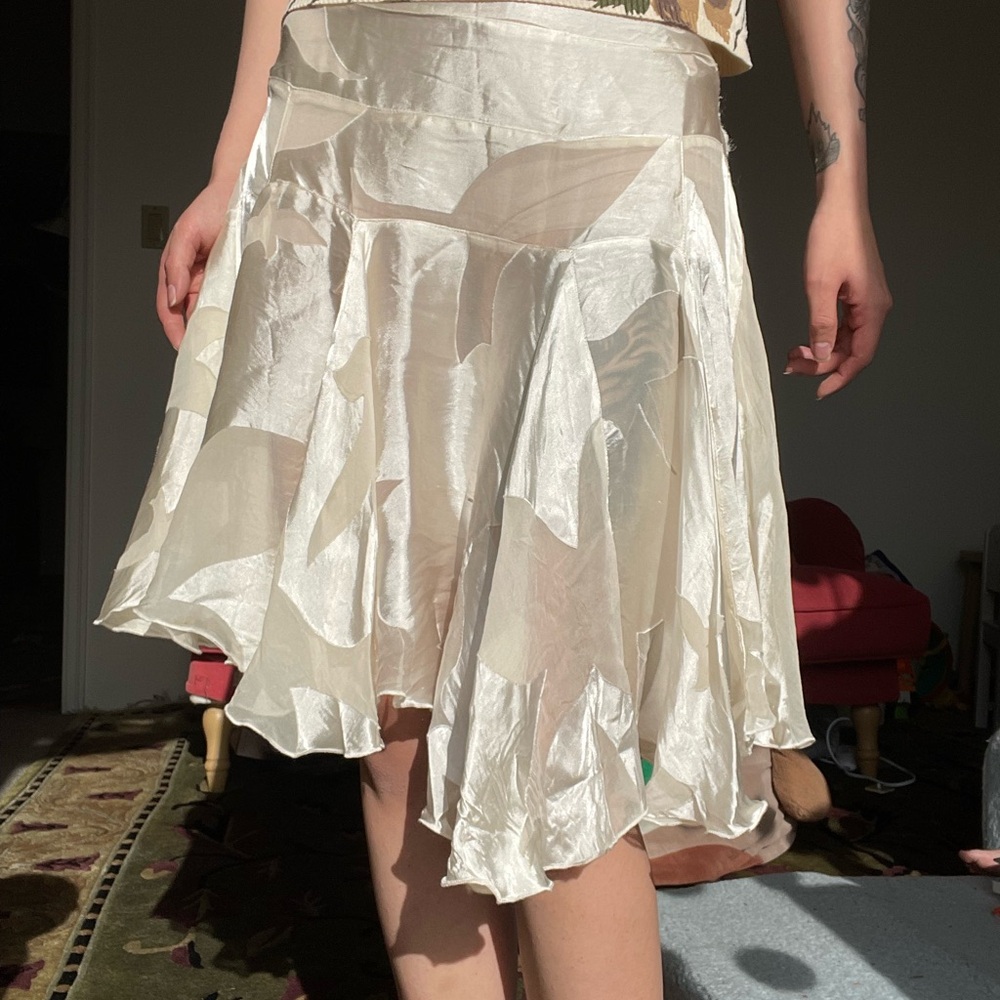 Silk Assymetrical sheer ruffle midi mini skirt - Picture 5 of 5